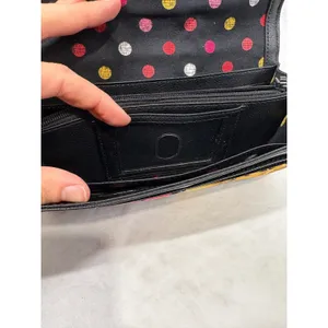 Vera Bradley Leather Floral Canvas Trifold Wallet Black Butterfly Polka‎ Dot thumbnail 9