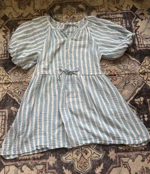 Old Navy Light Blue & White Striped Mini Dress thumbnail 1
