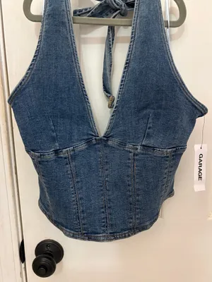 NWT!! Garage Denim Halter Top with Side Zipper thumbnail 5