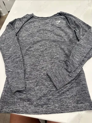 Gymshark vital seamless long sleeve shirt marled gray and black size large thumbnail 1