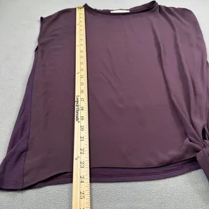 LOFT Women Plum Purple Mixed Media Side Tie Sleeveless Top Size S thumbnail 4