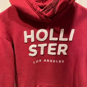 Cute burgundy Hollister Los Angeles CA appliqué fuzzy letters hoodie sweatshirt thumbnail 4