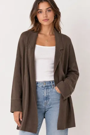 Urban Outfitters Open Front Long Line Brown Cardigan Sweater Small thumbnail 1