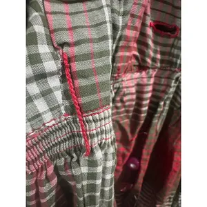 Vintage 50's Marcy Allen Original Red Green Plaid Puff Sleeve Button Dress thumbnail 6