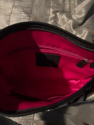 Coach Cream Crossbody Bag with Black Floral Script and Red Accents thumbnail 4