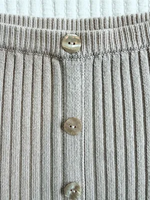 REVOLVE LPA Ribbed Knit Midi Skirt in Blush Beige with another of Pearl Buttons thumbnail 7