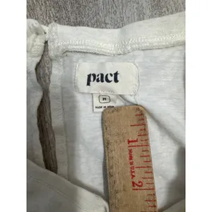 Pact Organic Cotton Short Sleeve‎ Pocket Shift Dress Cream Womens Medium thumbnail 2