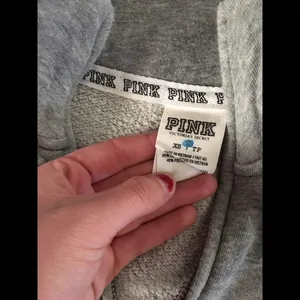 PINK - Victoria's Secret Zip up gray sweater with text thumbnail 3