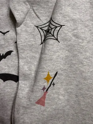 Gildan Light Gray Halloween Ghost Graphic Crewneck thumbnail 6