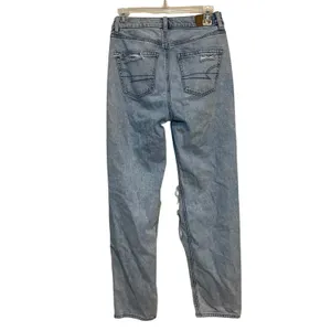 American Eagle Jeans Baggy Jean Blue Denim Distressed Light Wash 0 Short Petite‎ thumbnail 2