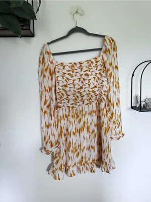 Rahi Bailey White & Gold Marble Long Sleeve‎ Mini Dress Size Medium thumbnail 2