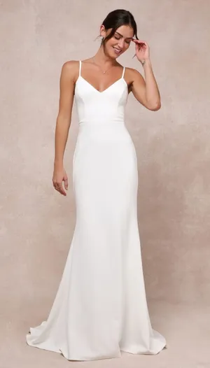 NWT Lulus Feeling of Forever White Sleeveless Mermaid Dress Wedding Bride Sz XL thumbnail 1