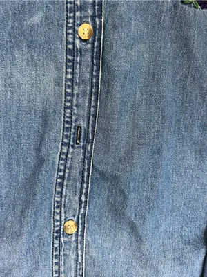 VTG 90’s Solution Originals Embroidered Fall Scene Denim Button Up Shirt Size L thumbnail 14