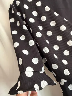 IF BY SEA‎ Black White Polka Dot Wrap Maxi Dress Medium thumbnail 7