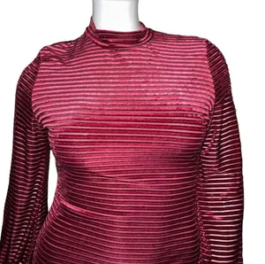 Lulus Ticket to Chic striped velvet balloon sleeve dress thumbnail 6