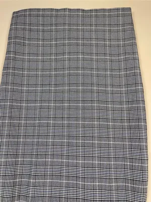 Zara Women’s Plaid Houndstooth Gray Black Blue White Midi Pencil Skirt thumbnail 3
