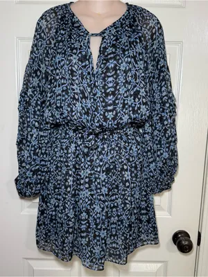 Misa Los Angeles Karlisa Floral Black And Blue Dress Size Small V Neck Flowy thumbnail 2