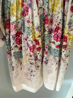 White Floral Midi Dress with Lace Trimmings & Flower Buttons thumbnail 4