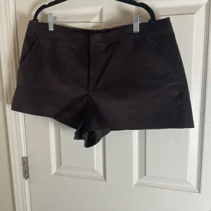 Zara Faux Suede High-Waisted Mini Shorts - Chocolate Brown - Size XXL thumbnail 2