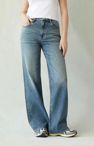 Pacsun Madison High Waisted Girlfriend Jeans Medium Indigo thumbnail 5