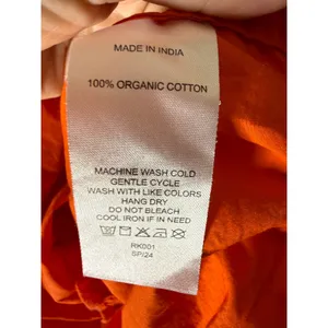 Quince Orange Organic Cotton Smocked Tiered Midi Dress Ruffle Straps Small thumbnail 5