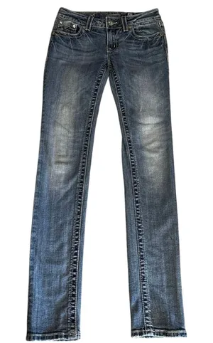 Miss Me Size 27 Skinny Jeans Bling Jewels Style JD103752 Low Rise Y2K thumbnail 1