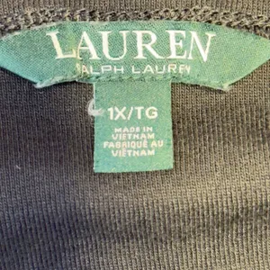 1377 | Lauren Ralph Lauren‎ Boat Neck Cotton Cuffed Sleeve Top Black 1X thumbnail 3