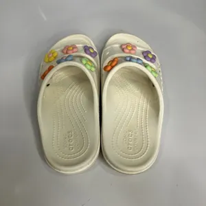 Crocs classic sandals slides flower jibbitz women's size 8 white‎ beach casual thumbnail 6