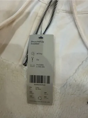 Sweaty Betty Sherpa Half Zip Sweatshirt Lily White NWT Size Large thumbnail 4