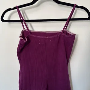 Reformation Ribbed‎ Spaghetti Strap Bodysuit Plum Purple Small Sustainable Chic thumbnail 9