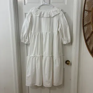 Saule Parc 100% Cotton Midi Dress L‎ Puff Sleeve Boho Cottagecore Victorian Rush thumbnail 4