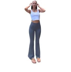 High Waist Charcoal Gray Flare Yoga Leggings thumbnail 2