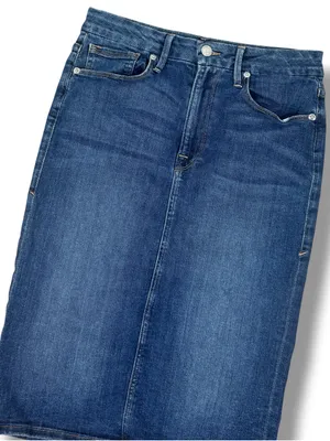 Good American Stretch Denim Pencil Skirt Blue Size 10 30 Knee Length Classic thumbnail 5
