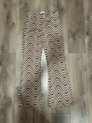 Urban Outfitters Bryn Pull-On Flare Pants, Brown and Cream Swirl Pant, M thumbnail 3