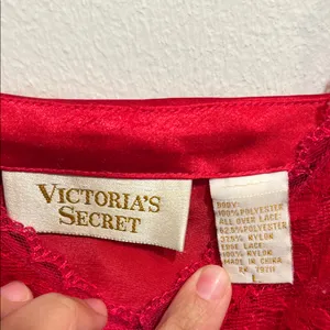 Victoria's Secret Red Lace vintage Detail tank top thumbnail 2