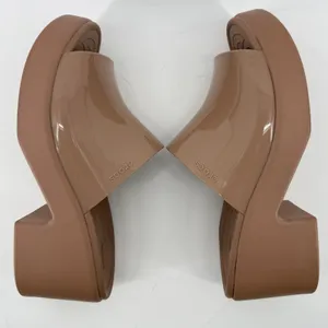 Crocs Brooklyn Slide Block High Shine Heel Sandals Latte Tan Women 11 Chunky Y2K thumbnail 7