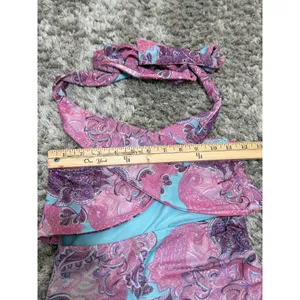 Edikted Women Pink Blue Paisley Mesh Halter Neck Cut Out Ruched Mini Dress Y2K S thumbnail 9