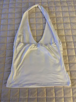 SHEIN White Halter V-Neck Tank Top Women’s Size M thumbnail 2