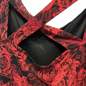 Torrid Red and Black Rose Criss Cross Babydoll Sleeveless Top Plus Size 5X thumbnail 6
