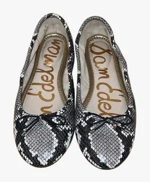 Sam Edelman Womens Leather Snakeskin Print Felicia Slip-on Ballet Flats Gray 7.5 thumbnail 1