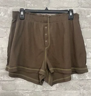 Free People Intimately "Early Night" Thermal Shorts in a brown/olive thumbnail 1