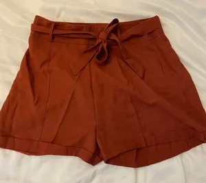 Burnt Orange‎ Paper Bag Tie Shorts Orange Size M thumbnail 1