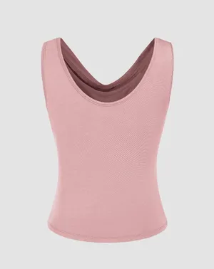Cider Pink Solid Cowl Neck Tank Top thumbnail 3