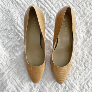 Lauren by Ralph Lauren Tan Snake Skin Pumps thumbnail 2