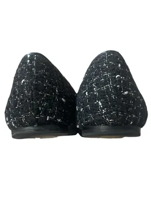 J. Crew Factory Black Tweed & Leather Ballet Flats with Bow thumbnail 2