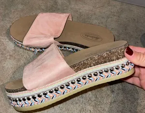 Dolce Vita Pink Suede Platform Slides thumbnail 1