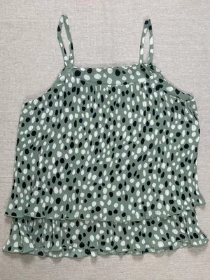 Ann Taylor | Green Dalmation Print Pleated Tank | Small thumbnail 2