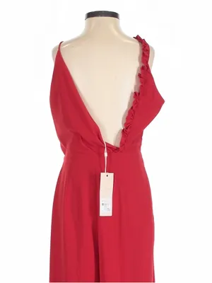 Keepsake The Label Cherry Red Forget You Ruffle Wide Leg Jumpsuit XS Party thumbnail 5