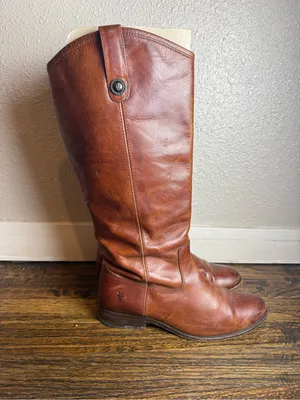 Frye Melissa Button Tall Riding Boots 77167 Cognac Brown Leather Women’s 8.5 B‎ thumbnail 2