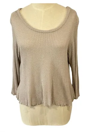 West Of Melrose Gray Open Back Long Sleeve Knit Top thumbnail 1